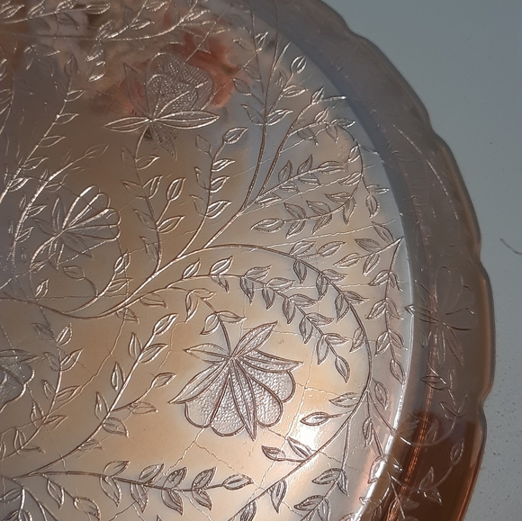 Vintage Jeannette Glass Iridescent Floragold Louisa 13.5" Serving Tray Platter - Picture 14 of 15